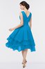ColsBM Grace Cornflower Blue Elegant V-neck Sleeveless Zip up Ruching Bridesmaid Dresses