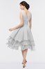 ColsBM Grace Dove Grey Elegant V-neck Sleeveless Zip up Ruching Bridesmaid Dresses