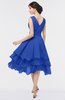 ColsBM Grace Electric Blue Elegant V-neck Sleeveless Zip up Ruching Bridesmaid Dresses