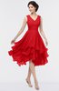 ColsBM Grace Flame Scarlet Elegant V-neck Sleeveless Zip up Ruching Bridesmaid Dresses
