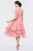 ColsBM Grace Flamingo Pink Elegant V-neck Sleeveless Zip up Ruching Bridesmaid Dresses