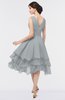 ColsBM Grace Frost Grey Elegant V-neck Sleeveless Zip up Ruching Bridesmaid Dresses