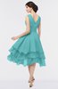 ColsBM Grace Lake Blue Elegant V-neck Sleeveless Zip up Ruching Bridesmaid Dresses