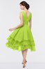 ColsBM Grace Lime Green Elegant V-neck Sleeveless Zip up Ruching Bridesmaid Dresses