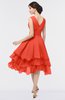ColsBM Grace Mandarin Red Elegant V-neck Sleeveless Zip up Ruching Bridesmaid Dresses