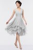 ColsBM Grace Nimbus Cloud Elegant V-neck Sleeveless Zip up Ruching Bridesmaid Dresses