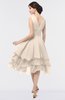 ColsBM Grace Pastel Rose Tan Elegant V-neck Sleeveless Zip up Ruching Bridesmaid Dresses
