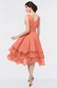 ColsBM Grace Persimmon Orange Elegant V-neck Sleeveless Zip up Ruching Bridesmaid Dresses