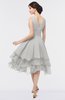 ColsBM Grace Platinum Elegant V-neck Sleeveless Zip up Ruching Bridesmaid Dresses