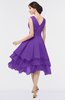 ColsBM Grace Royal Purple Elegant V-neck Sleeveless Zip up Ruching Bridesmaid Dresses