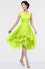 ColsBM Grace Sharp Green Elegant V-neck Sleeveless Zip up Ruching Bridesmaid Dresses