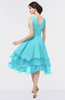 ColsBM Grace Turquoise Elegant V-neck Sleeveless Zip up Ruching Bridesmaid Dresses