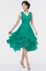 ColsBM Grace Viridian Green Elegant V-neck Sleeveless Zip up Ruching Bridesmaid Dresses