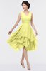 ColsBM Grace Wax Yellow Elegant V-neck Sleeveless Zip up Ruching Bridesmaid Dresses