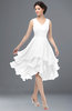 ColsBM Grace White Elegant V-neck Sleeveless Zip up Ruching Bridesmaid Dresses
