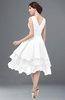 ColsBM Grace White Elegant V-neck Sleeveless Zip up Ruching Bridesmaid Dresses
