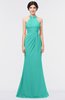 ColsBM Miranda Blue Turquoise Antique Halter Sleeveless Zip up Floor Length Bridesmaid Dresses