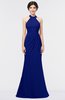 ColsBM Miranda Electric Blue Antique Halter Sleeveless Zip up Floor Length Bridesmaid Dresses