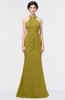 ColsBM Miranda Golden Olive Antique Halter Sleeveless Zip up Floor Length Bridesmaid Dresses