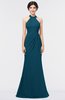 ColsBM Miranda Moroccan Blue Antique Halter Sleeveless Zip up Floor Length Bridesmaid Dresses