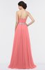 ColsBM Zahra Coral Elegant A-line Strapless Sleeveless Half Backless Bridesmaid Dresses
