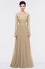 ColsBM Shelly Champagne Romantic A-line Long Sleeve Floor Length Lace Bridesmaid Dresses