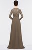 ColsBM Shelly Chocolate Brown Romantic A-line Long Sleeve Floor Length Lace Bridesmaid Dresses
