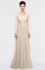 ColsBM Shelly Cream Tan Romantic A-line Long Sleeve Floor Length Lace Bridesmaid Dresses
