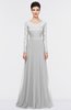ColsBM Shelly Dove Grey Romantic A-line Long Sleeve Floor Length Lace Bridesmaid Dresses