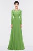 ColsBM Shelly Kiwi Green Romantic A-line Long Sleeve Floor Length Lace Bridesmaid Dresses