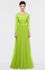 ColsBM Shelly Lime Green Romantic A-line Long Sleeve Floor Length Lace Bridesmaid Dresses