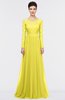 ColsBM Shelly Pale Yellow Romantic A-line Long Sleeve Floor Length Lace Bridesmaid Dresses