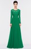 ColsBM Shelly Pepper Green Romantic A-line Long Sleeve Floor Length Lace Bridesmaid Dresses