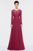ColsBM Shelly Red Bud Romantic A-line Long Sleeve Floor Length Lace Bridesmaid Dresses
