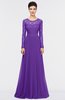 ColsBM Shelly Royal Purple Romantic A-line Long Sleeve Floor Length Lace Bridesmaid Dresses