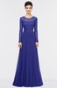 ColsBM Shelly Spectrum Blue Romantic A-line Long Sleeve Floor Length Lace Bridesmaid Dresses