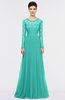 ColsBM Shelly Turquoise G97 Romantic A-line Long Sleeve Floor Length Lace Bridesmaid Dresses