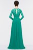ColsBM Shelly Viridian Green Romantic A-line Long Sleeve Floor Length Lace Bridesmaid Dresses