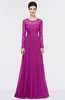 ColsBM Shelly Vivid Viola Romantic A-line Long Sleeve Floor Length Lace Bridesmaid Dresses