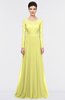 ColsBM Shelly Wax Yellow Romantic A-line Long Sleeve Floor Length Lace Bridesmaid Dresses