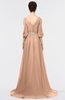 ColsBM Joyce Almost Apricot Mature A-line V-neck Zip up Sweep Train Beaded Bridesmaid Dresses