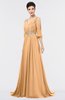 ColsBM Joyce Apricot Mature A-line V-neck Zip up Sweep Train Beaded Bridesmaid Dresses