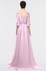 ColsBM Joyce Baby Pink Mature A-line V-neck Zip up Sweep Train Beaded Bridesmaid Dresses