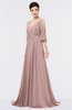 ColsBM Joyce Blush Pink Mature A-line V-neck Zip up Sweep Train Beaded Bridesmaid Dresses