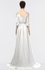 ColsBM Joyce Cloud White Mature A-line V-neck Zip up Sweep Train Beaded Bridesmaid Dresses