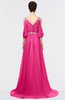 ColsBM Joyce Fandango Pink Mature A-line V-neck Zip up Sweep Train Beaded Bridesmaid Dresses