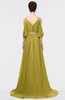 ColsBM Joyce Golden Olive Mature A-line V-neck Zip up Sweep Train Beaded Bridesmaid Dresses