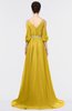 ColsBM Joyce Lemon Curry Mature A-line V-neck Zip up Sweep Train Beaded Bridesmaid Dresses