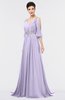 ColsBM Joyce Light Purple Mature A-line V-neck Zip up Sweep Train Beaded Bridesmaid Dresses