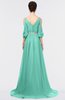 ColsBM Joyce Mint Green Mature A-line V-neck Zip up Sweep Train Beaded Bridesmaid Dresses